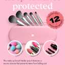 Embla Makeup Brush Holder Travel Cosmetic Case Pouch, Soft Silicone Cosmetic Bag Make Up Brushes Holder with Secure Snap Closure, Travel Makeup Brush Case, Flamingo