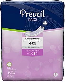 Prevail Incontinence Bladder Control Pads for Women, Maximum Absorbency, Long Length, 39 count
