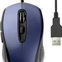 TECKNET USB Wired Mouse, 3600DPI Corded Computer Mouse with 4 Adjustable Levels, 6-Button 5FT Cord Ergonomic Mice, Home and Office Mouse for Laptop PC Desktop Notebook - Blue