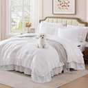 Full Size Comforter Set White Ruffle 7 Pieces Farmhouse Bed in a Bag