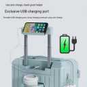 20" Lake Blue Carry-On Luggage, Cup Holder & USB, Hard Shell