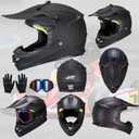 Youth Kids Dirt Bike Helmets Motocross Offroad ATV BMX MX Dirtbike Motorcycle Helmet J-01 with Goggles and Gloves DOT Approved, XL