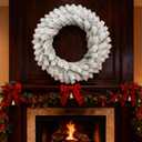 Flocked Christmas Wreath, Artificial White Pine, Holiday Door Decor