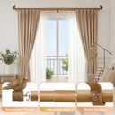 Faux Wood Double Curtain Rods for Windows 24-68 In, Dual Bird Curtain Rod