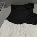 ChiaoLezhee Women's Maxi Tube Dress with Scarf Drop Waist Slit Formal Cocktail Party Wedding Guest Prom Gown, Flowy Elegant A Line Strapless Asymmetrical Summer Going Out, Black and White, Small