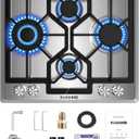 24 Inch Gas Cooktop, Built-In 4 Burner Gas Stove Top, NG/LPG Convertible Stainless Steel Cooktop with Thermocouple Protection, Sealed Burners, 4B-24 inch - Standard