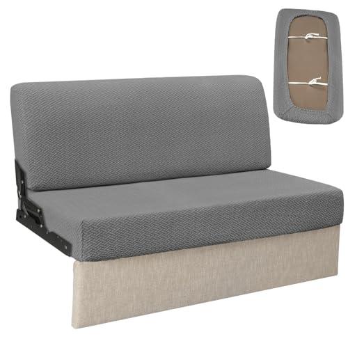 RV Couch Covers for Sofa Bed - 4-Piece Stretchable Backrest & Seat Covers for Jackknife Sleeper Sofas (Grey)