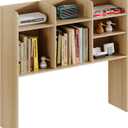 ChooChoo Desktop Bookshelf, Wood Desk Hutch Organizer with 7 Shelves for Computer Desk, Desktop Shelf Bookshelf Storage for College Dorm Office Home, Natural