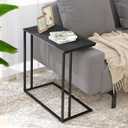 C-Shaped Side Table, Modern End Table with Metal Frame, Space Saving Design for Living RoomLarge Surface Couch Table for Bedroom, and Home Office24 x 12 x 24 inches (Black)