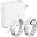100W Charger for MacBook Pro 14 16 inch MacBook Air 13 15 inch 2025 2024 2023 2022 2021 M4 M3 M2 M1, 100W GaN Power Adapter, 6.6FT USB C to 3 Magnetic 3 Cable, 6.6FT USB C to C Cable