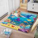 Baby Play Mat, 71"x59" Soft Thicker Playpen Mat, Non-Slip Baby Play Mat for Floor, Portable & Waterproof, Machine Washable Crawling Play Mat for Babies,Toddlers and Infants to Play and Learn,Sea World