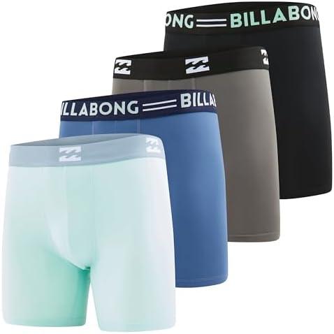 Billabong Mens Underwear 4 Pack Microfiber Performance Boxer Briefs for Men, Size S