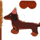 Seenelling Dachshund Dog Piata 3D Puppy Birthday Decoration with a Blindfold and Bat for Kids Girls Boys Gift Holiday Piata Party Baby Shower Supplies