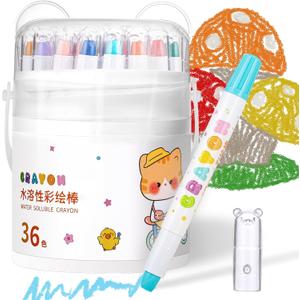 Prudiut 36 Color Silky Twistable Crayons for Artist, Washable Art Supplies, Multicultural Pastel Gel Crayons, Easy Grip Coloring Gift