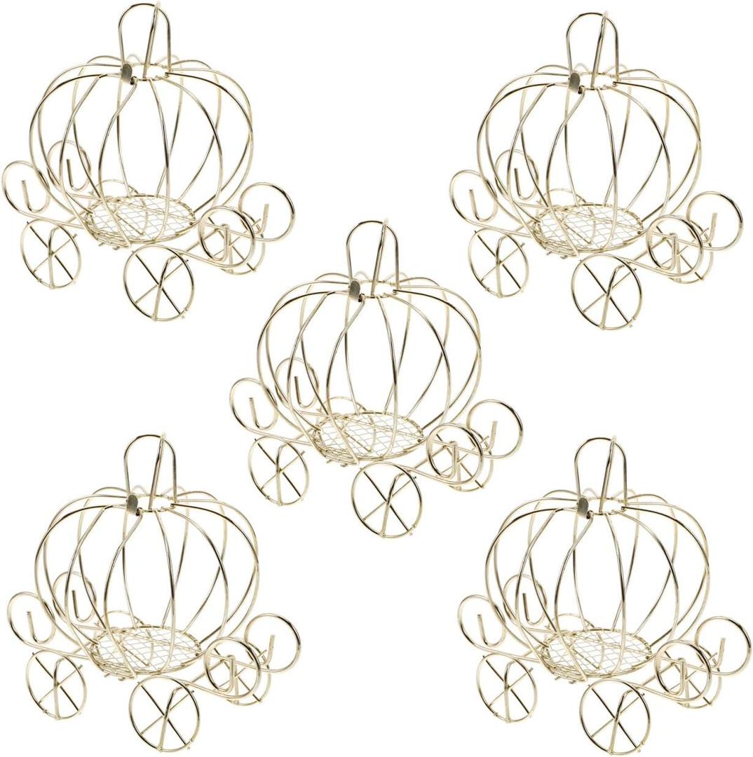 BESTOYARD Metal Pumpkin Carriage Candy Box 10 Pack - Hollow Carriage Centerpiece for Wedding Party Favors Halloween Decorations and Festive Storage