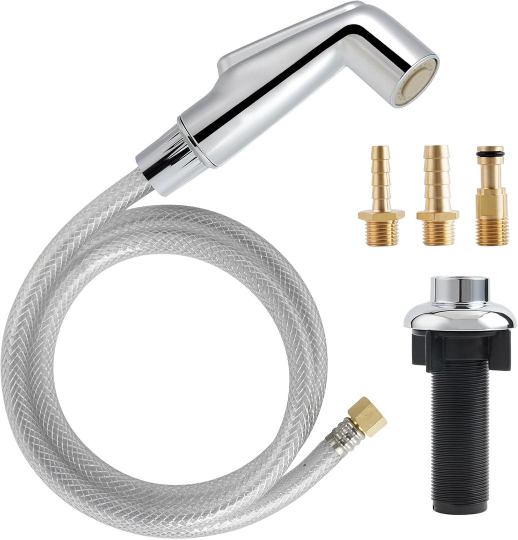 Hygie Rinse Kitchen Sink Spray Attachment/Hose/Holder Set Compatible with Moen/Delta Faucet, Kitchen Side Sprayer, Kitchen Sink Faucet Sprayer Replacement, Chrome