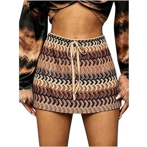 GORGLITTER Women's Crochet Vacation Summer Mini Skirts Boho Beach Hawaiian Party Club Graduation High Waist Knit Skirts Multicolor XX-Large Plus