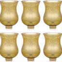 VIHOSE Bulk Set of 6 Gold 3.5" Peg Votive Holders with Rubber Gasket Glass Wholesale Candelabra Hurricane Glass Shades Votive Candleholder Cups for Stylish Home Decor