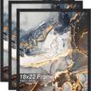 Fxojyvo Engineered Wood 18x22 Picture Frame Set of 3, Black Frame for 18 x 22 Inch Picture Poster Photo, Light Weight 18 by 22 Frame with Wood-grain for Wall - 3 Pack/Black/18 x22