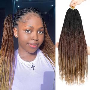 18 Inch Senegalese Twist Crochet Hair for Women Crochet Hair Pre Looped Crochet Braids Micro Twist Crochet Hair Ombre Brown Blonde Small Braids with Natural Ends 8 Packs T30/27