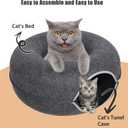 24inch-Tunnel Bed for Indoor,cattasaurus Peekaboo cat cave for Multiple,Detachable Felt Felt Washable Interior for Indoor Cats,Donut Tunnel (Dark Grey)