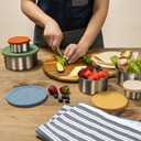 Everusely - Stainless Steel Containers with Lids - Set of 5, Muted Collection - Leakproof Stainless Steel Food Containers - Nesting Snack Holders - Metal Lunch Box - Portable & Reusable Meal Kit