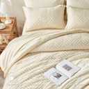 Zzlpp King Comforter Set 7 Pieces, Cream Tufted Bed in a Bag with Comforter and Sheets, All Season Boho Bedding Sets with 1 Comforter, 2 Pillow Shams, 2 Pillowcases, 1 Flat Sheet, 1 Fitted Sheet