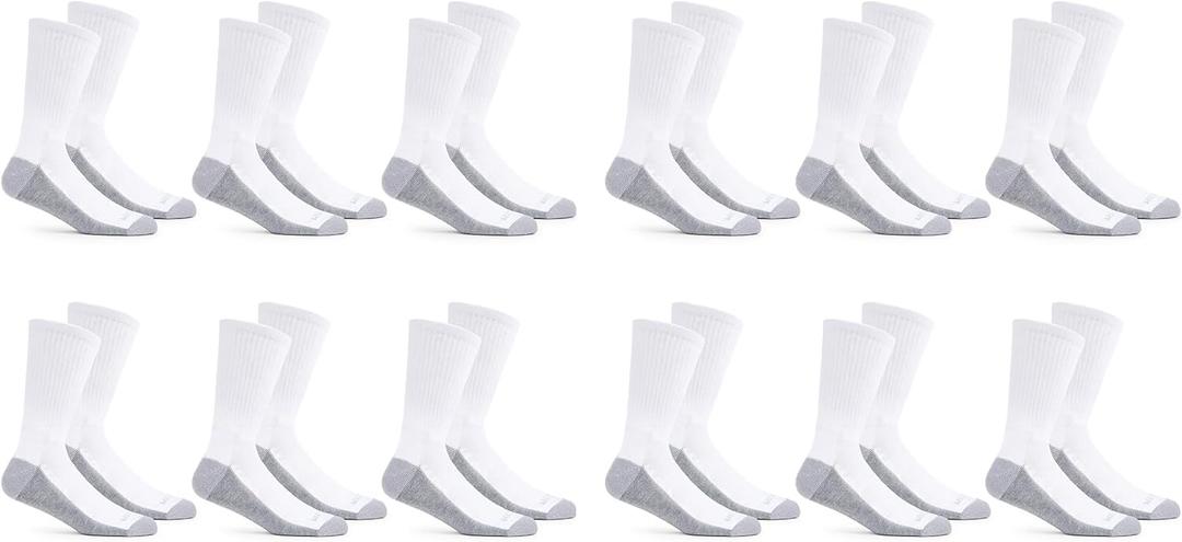 Fruit of the Loom Men's Dual Defense Crew Socks (12-Pack) (White)