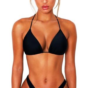 OZICERD String Bikini Tops for Women Bathing Suit Swim Tops Sexy Triangle Bikini Top, Black, XXL