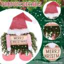 Knitgrip Christmas Lighted Wreath Gnome Xmas Gnome Door Wreath Artificial Santa Xmas Hanging Sign for Door Window Wall Decorations Farmhouse Christmas Home Decor(Pink)