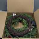 22 inch Lighted Christmas Wreath, Pre-Lit Xmas Wreath with Red Berries, Christmas Decorations, Christmas Wreath for Front Door, Windows, Wall, Mantel Decoration (Green)