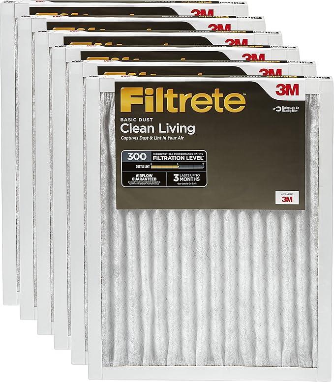 Filtrete Clean Living Basic Dust Filter, MPR 300 16x24 (6 PCS)