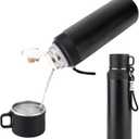 Stainless Steel Insulated Bottle, Vacuum Insulated Water Bottle, Vacuum Insulated Bottle for hot and cold coffee drink water, 24-Hrs Insulation Commute Travel (Black,1000ml)