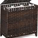 Laundry Hamper with 3 Removable Liner Bags; 132L Handwoven Rattan Laundry Basket with Lid & Heightened Feet; Clothes Hamper with Side Handles; Laundry Sorter with 3 Separate Sections