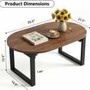 Walnut Folding Low Coffee Table for Small Spaces, Living Room,35inch Brown | No Assembly Required, Supports 240 lbs, Portable,Sturdy & Stable, Water-Resistant, Scratch-Resistant, Easy Storage, low, 35.5"L x 21.7"W x 13.5"H