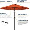 10FT Patio Umbrella, Outdoor Umbrella with Push Button Tilt and Crank, 8 Sturdy Ribs, UV Protection & Waterproof Market Umbrella for Pool, Backyard, Beach,Deck (Orange)