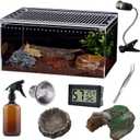 Reptile Terrarium - Amphibian Tank Starter Kit, Eco Rainforest Feeding Box, Amphibian Feeding Box, Suitable for breeding Lizards, Snakes, Chameleons,Jumping Spiders