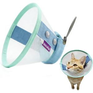 Cat Cone Collar Soft, Comfortable Mesh E Collar for Cats to Stop Licking, Breathable Elizabethan Collar, Alternative to Plastic Cones, Blue L