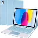 LAMA Touchpad Keyboard Case for iPad (A16) 11th Gen 2025 /10th Gen 2022, Folio Cover with Pencil Holder, Multi-Touch Trackpad, Wireless Magnetic Keyboard for iPad 11th 10th Generation, Blue