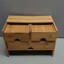 Bamboo Desk Organizer With Drawers Countertop Drawers Counter Storage Box Corner Desk Organizer for Home Office No Assembly Required (3 Drawers)