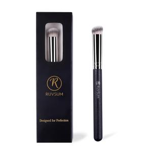 2 x Travel Size Concealer Brush Flat Top, Mini Makeup Brush for Under Eye Spot Blemish, Soft Vegan Synthetic Bristles, No Shedding, Liquid Cream Powder Blending, Compact Brush 5.95" (270L)