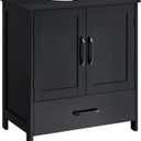 Bathroom Vanity Sink Cabinet, Under Sink Storage Cabinet with 2 Doors, Waterproof Pedestal Sink Cabinet for Bathroom, Laundry Room, Kitchen, Black with Drawer