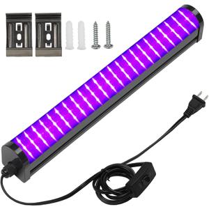Upgrade 25W LED Black Light Bar - 72 UV Big LED Chip 395-405 nm, Black Lights for Glow Party - Blacklight Bar for Fluorescent Posters, Glow in The Dark Party, Stage Lighting, Body Painting, Halloween
