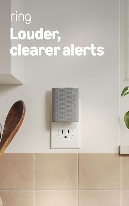 Ring Chime — Enhanced audio for real-time alerts you can hear from anywhere, easy plug-in setup, simple wifi & Bluetooth connectivity, sleek design, White
