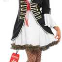 fun shack Pirate Costume Women's Deluxe Buccaneer Outfit with Corset Jacket, Dress, Hat (Medium, Black)