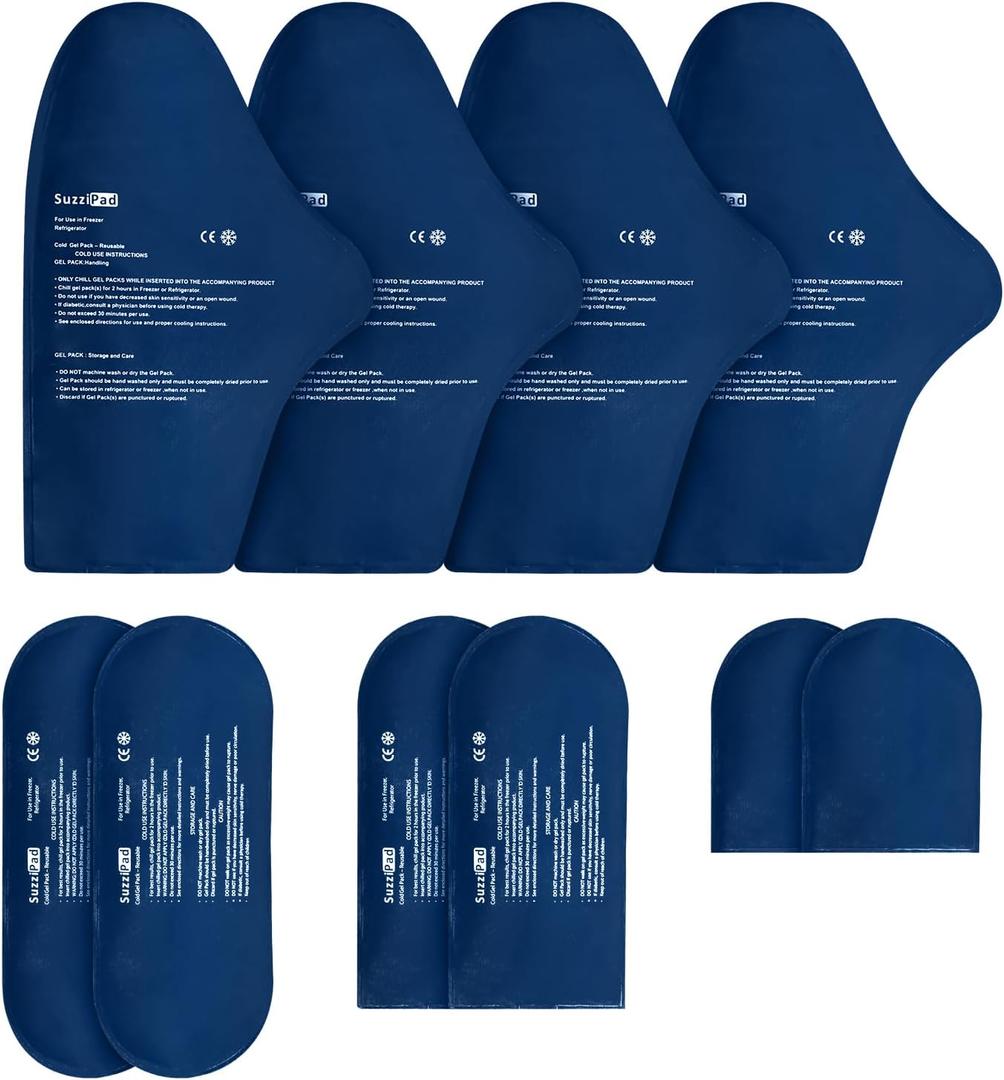 SuzziPad Replacement Ice Gel Packs(10-Piece Set), S/M