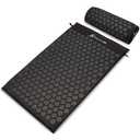 ProsourceFit Acupressure Mat and Pillow Set for Back/Neck Pain Relief and Muscle Relaxation, Large - Black/Black 2 Piece