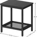 Outdoor Side Table with Storage, 2-Tier Patio End Tables Weather Resistant, Black Outdoor Accent Table,Small Side Table for Pool, Deck, Garden