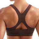 YEOREO Sports Bras for Women Medium Support Racerback Padded Running Bra Tracii Square Neck Wireless Workout Gym Crop Top (Brown, M)