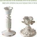 SOFE Resin Small Taper Candle Holders Set of 2, Candle Stick Holder Vintage, Antique Rustic Candle Holder, Distressed White Gold Candlestick Holder, Birthday Home Party Table Decor (Flower Design)